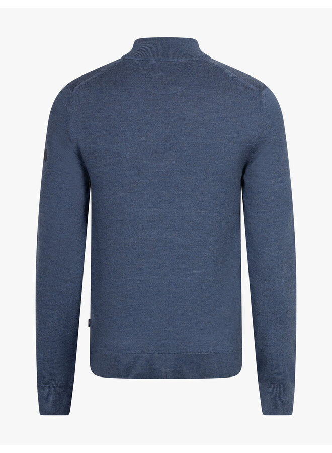 Cavallaro Merino half zip pullover mid blue
