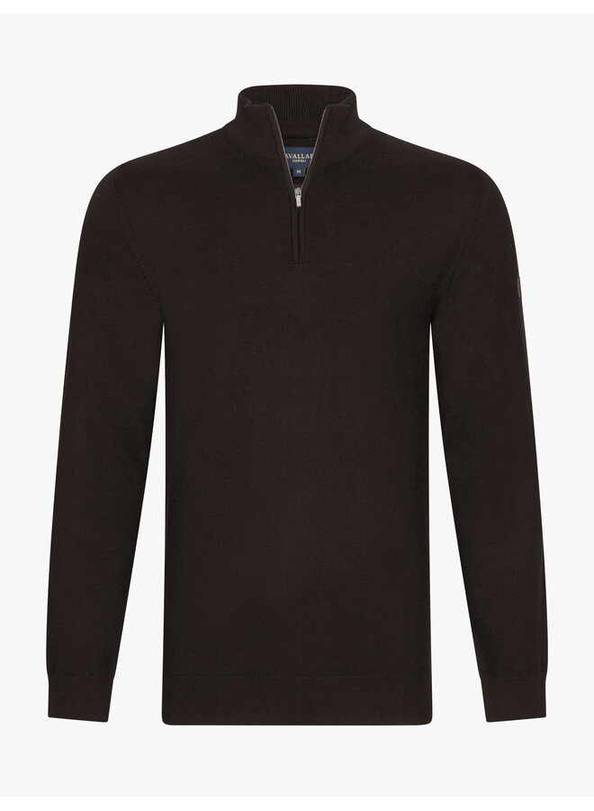 Merino half zip pullover dark brown