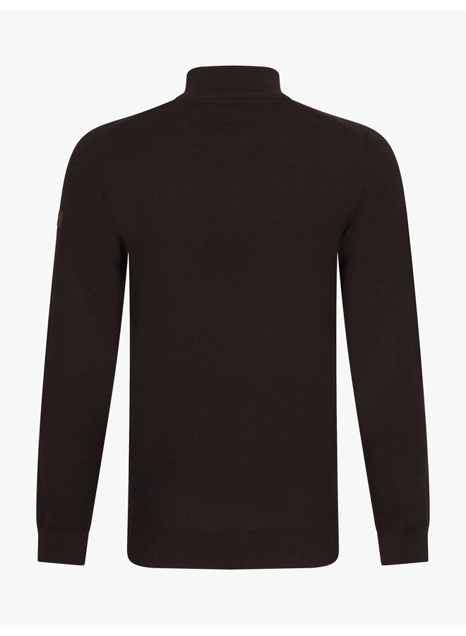Cavallaro Merino half zip pullover donker bruin