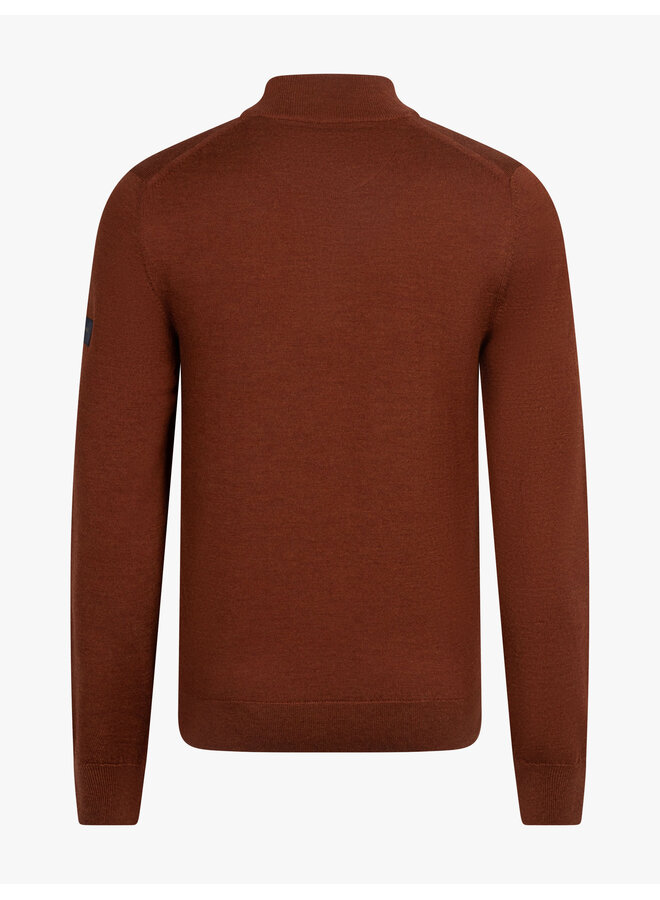 Cavallaro Merino half zip pullover burned red