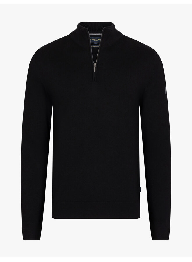 Merino half zip pullover black