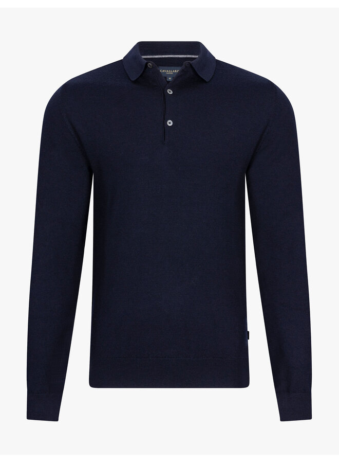 Merino pullover met polokraag dark blue