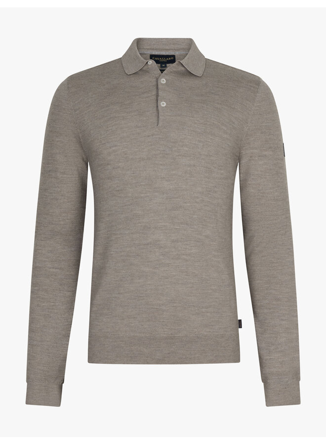 Cavallaro merino pullover met polokraag light taupe