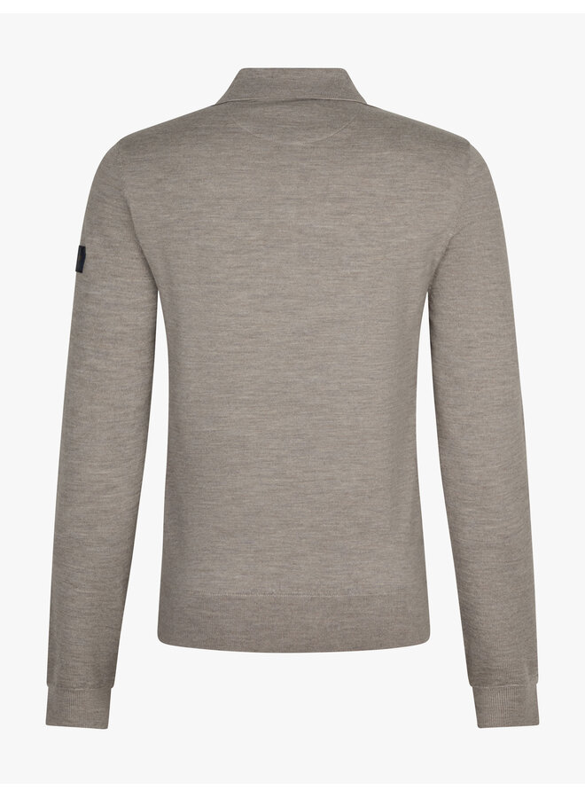 Cavallaro merino pullover met polokraag light taupe