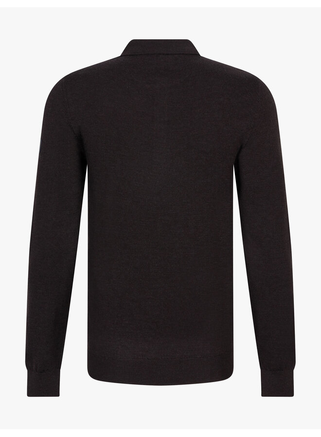 Cavallaro merino pullover met polokraag dark brown