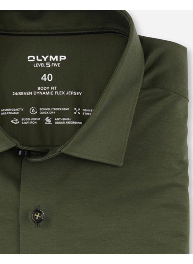 Olymp Level Five bodyfit dynamic flex shirt groen