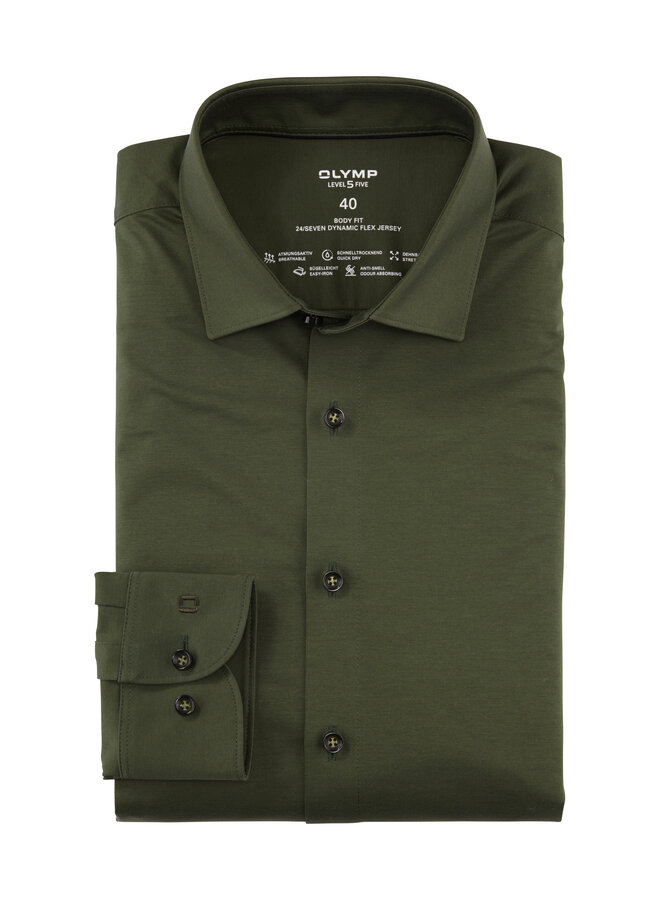 Olymp Level Five bodyfit dynamic flex shirt groen