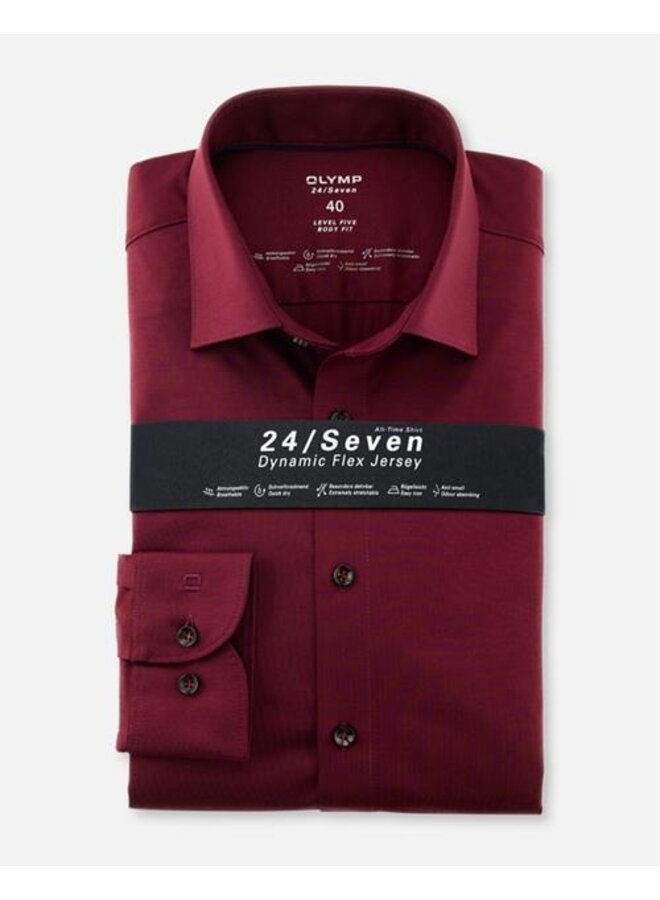 Shirt Level Five bodyfit dynamic flex jersey burgundy