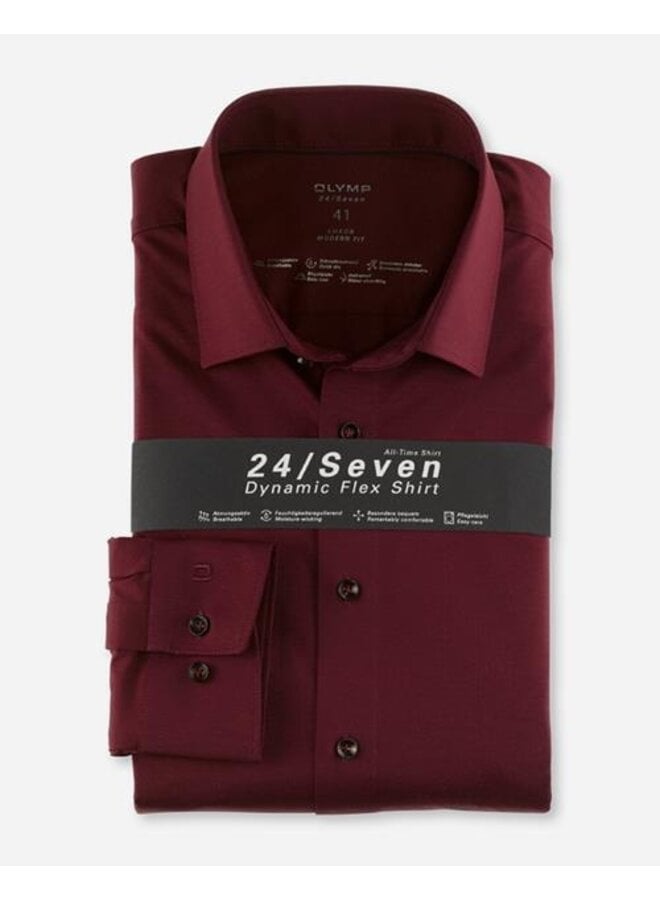 Olymp shirt dynamic flex jersey modern fit burgundy
