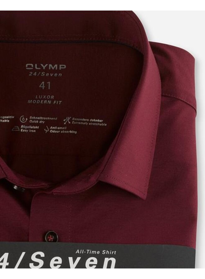 Olymp shirt dynamic flex jersey modern fit burgundy