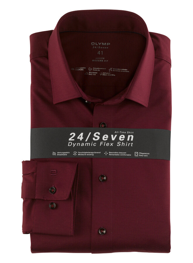 Olymp shirt dynamic flex jersey modern fit burgundy