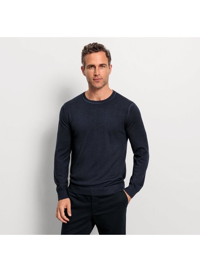 Pullover ronde hals merino wol navy