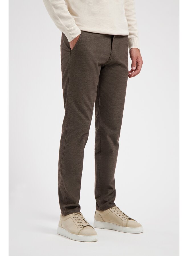 Chino wol look herringbone dark brown l32