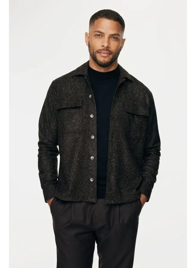 Gentiluomo overshirt visgraad donkerbruin