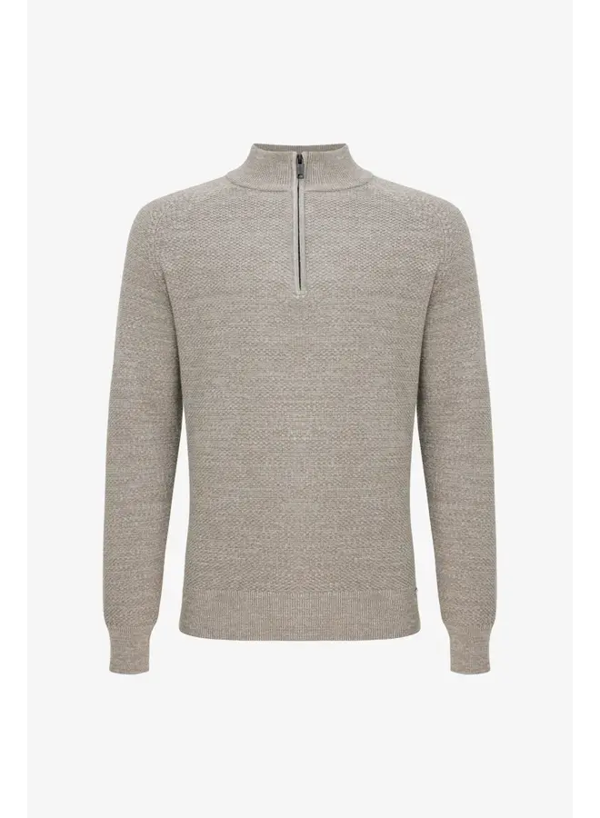 Gentiluomo half zip pullover structure beige