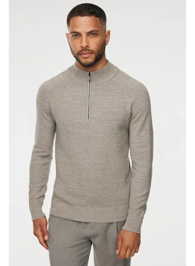 Gentiluomo half zip pullover structure beige
