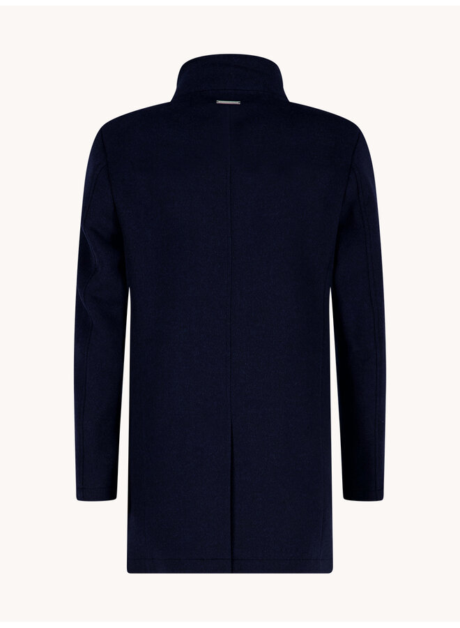 A Fish named Fred wollen overjas donkerblauw