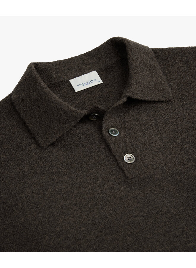 Profuomo polo lange mouw cooked wol bruin