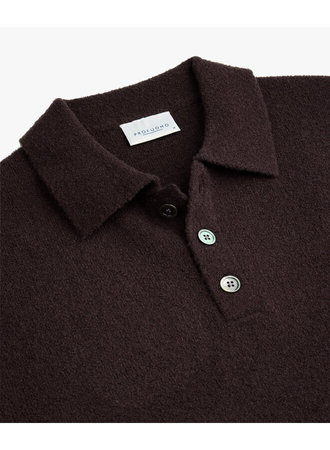 Profuomo polo lange mouw cooked wol burgundy