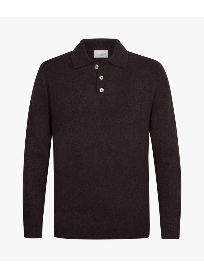 Profuomo polo lange mouw cooked wol burgundy