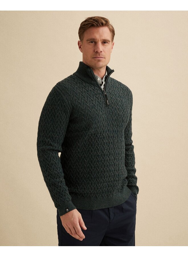 Vanguard half zip pullover met kabel dark sea