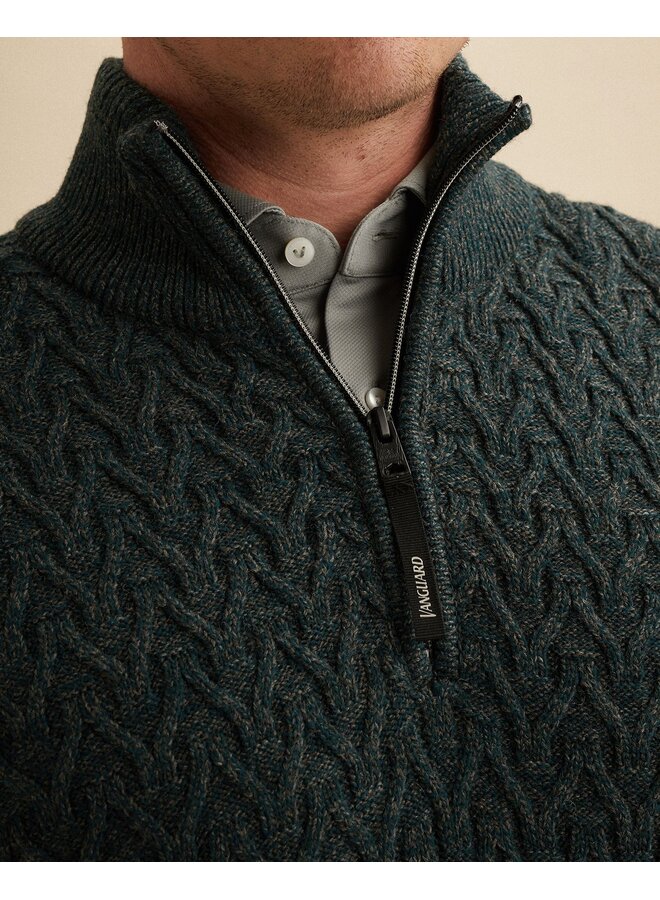 Vanguard half zip pullover met kabel dark sea