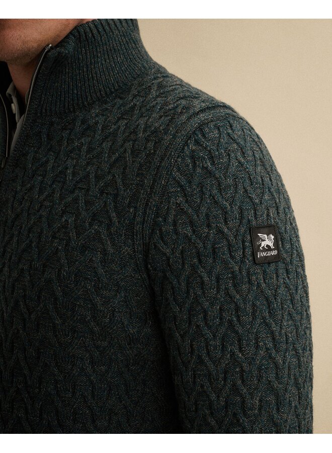 Vanguard half zip pullover met kabel dark sea