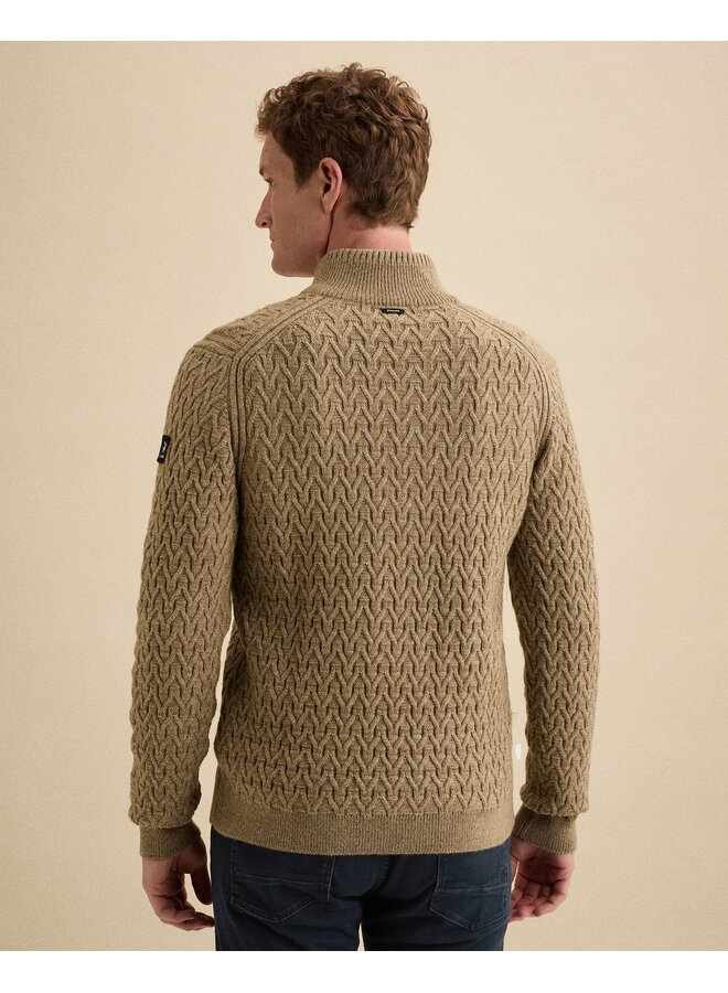Vanguard half zip pullover met kabel Beige