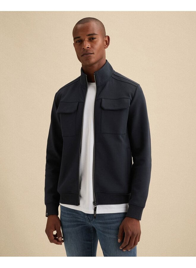 Vanguard sweat vest met rits donkerblauw