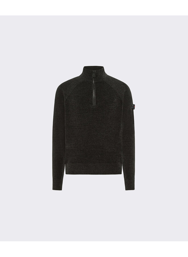 Sweater half zip chenille Crivelli antraciet