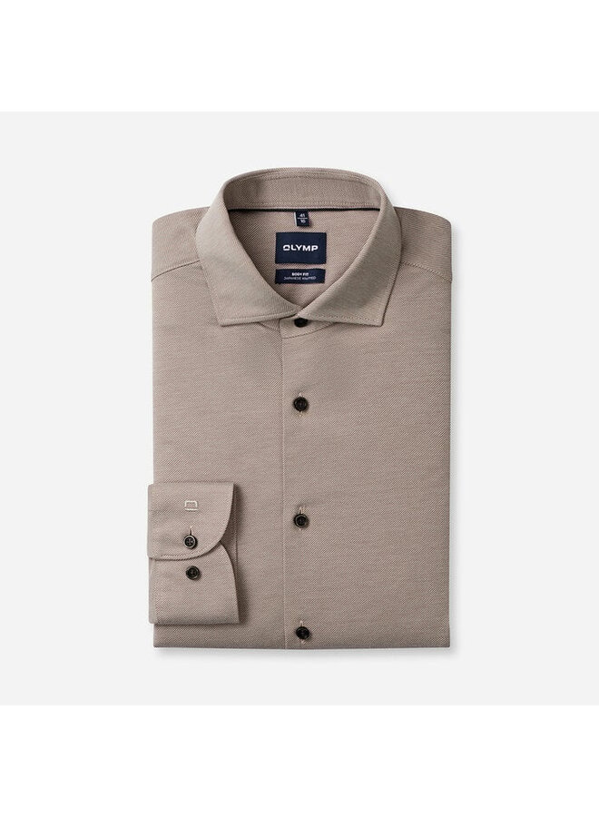 Olymp shirt Japanese knitted bodyfit beige