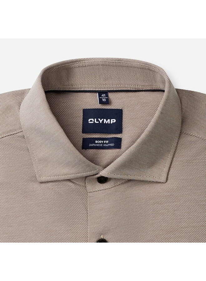 Olymp shirt Japanese knitted bodyfit beige