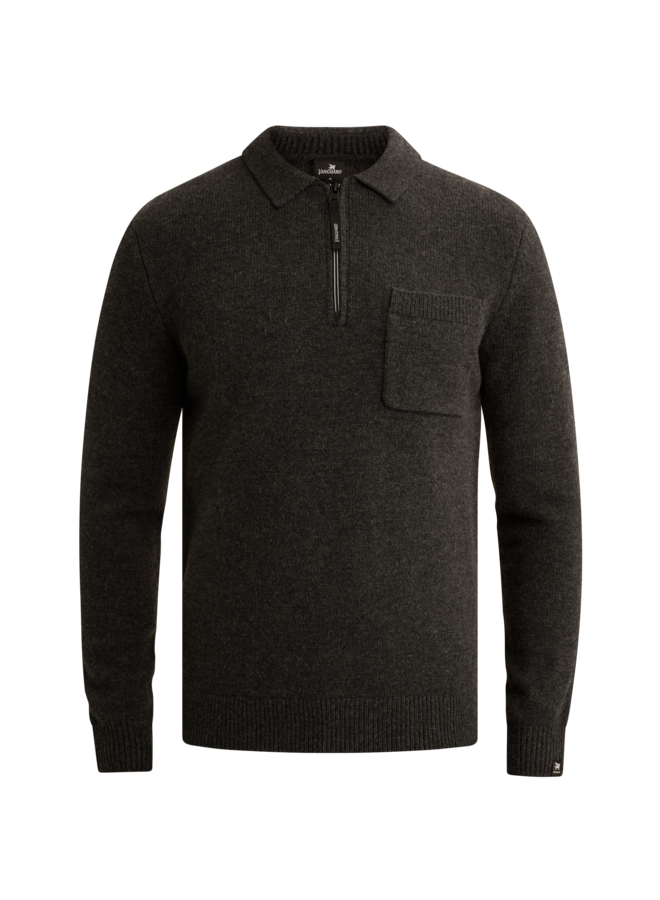 Pullover met polokraag en ritssluiting antraciet