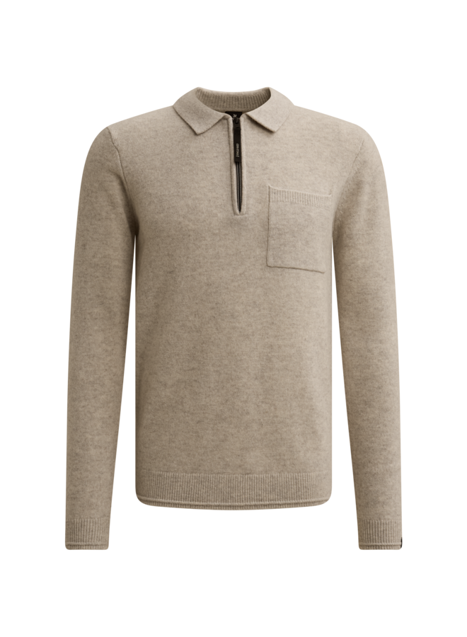 Vanguard pullover met polokraag taupe