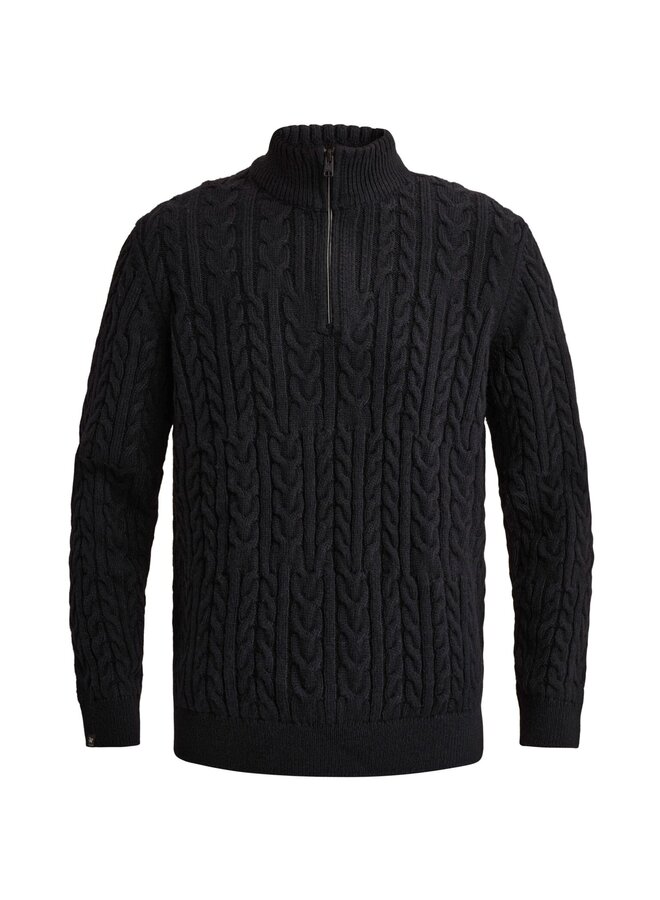 Pullover half zip pullover met kabel dark blue