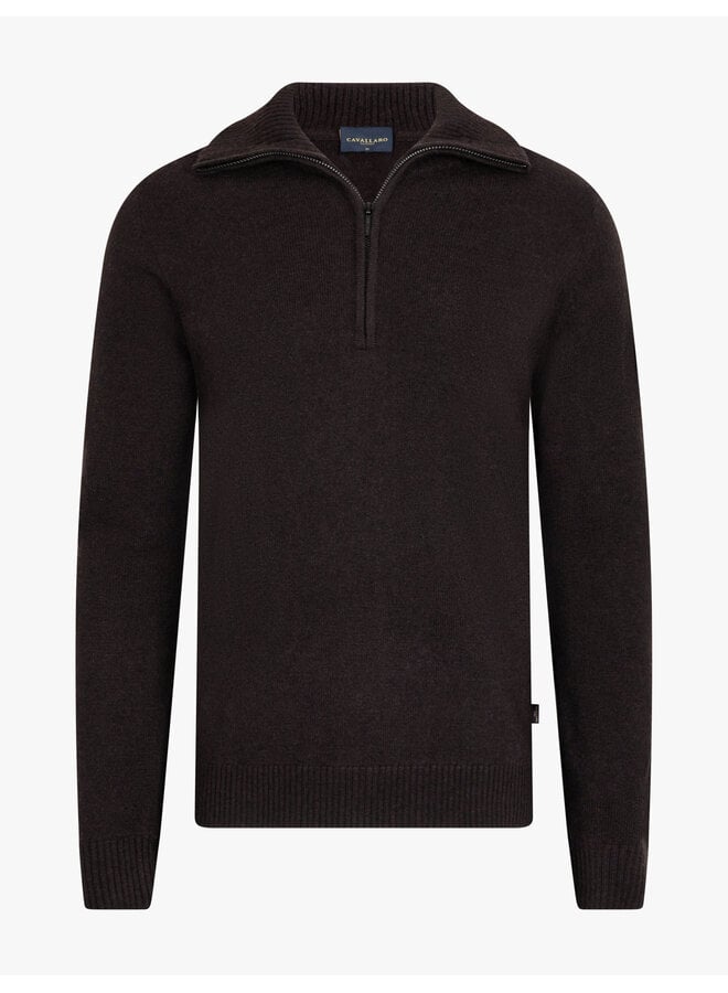 Cavallaro Sanmori half zip pullover dark brown
