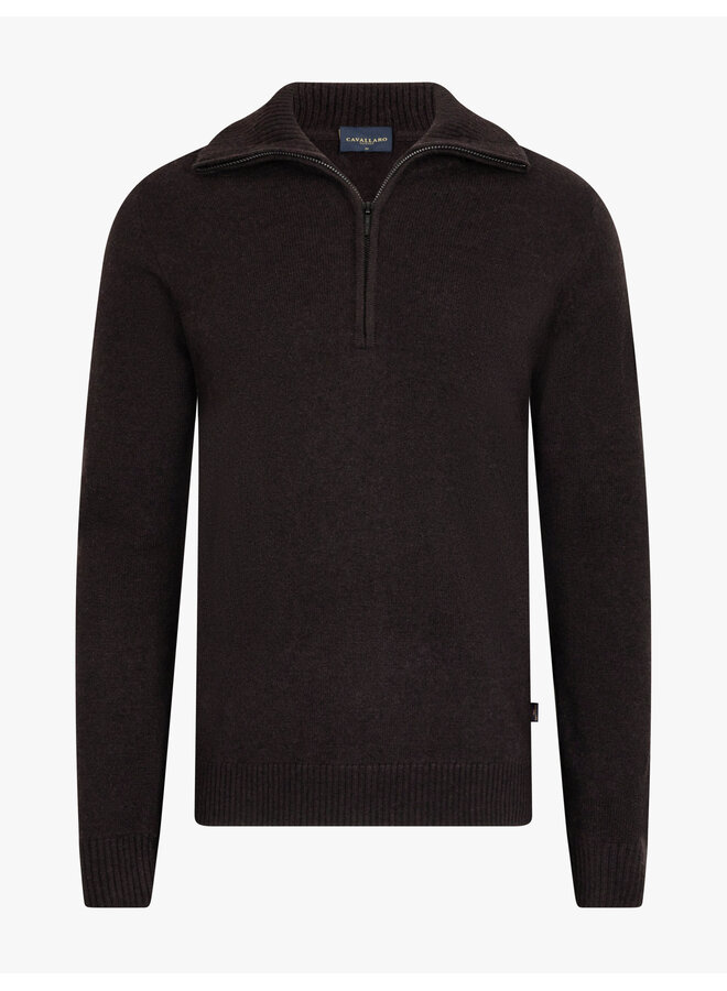 Sanmori half zip pullover dark brown