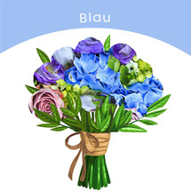 Blauer saisonaler Blumenstrauß