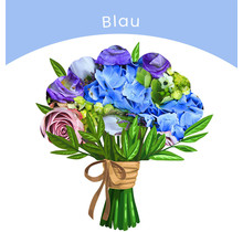 Blauer saisonaler Blumenstrauß