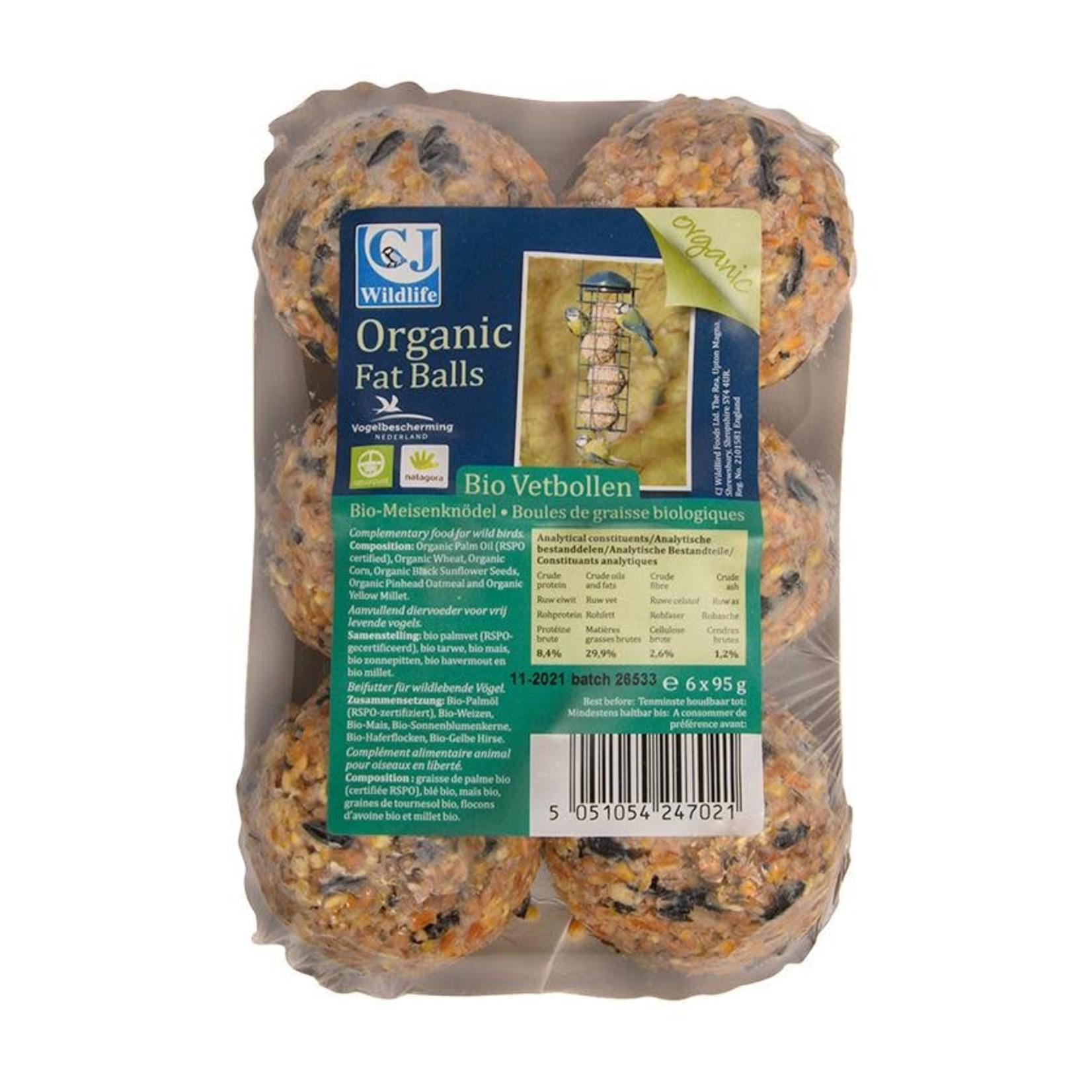 CJ Wildlife CJ Bio Vetbollen 6x95g op schaal