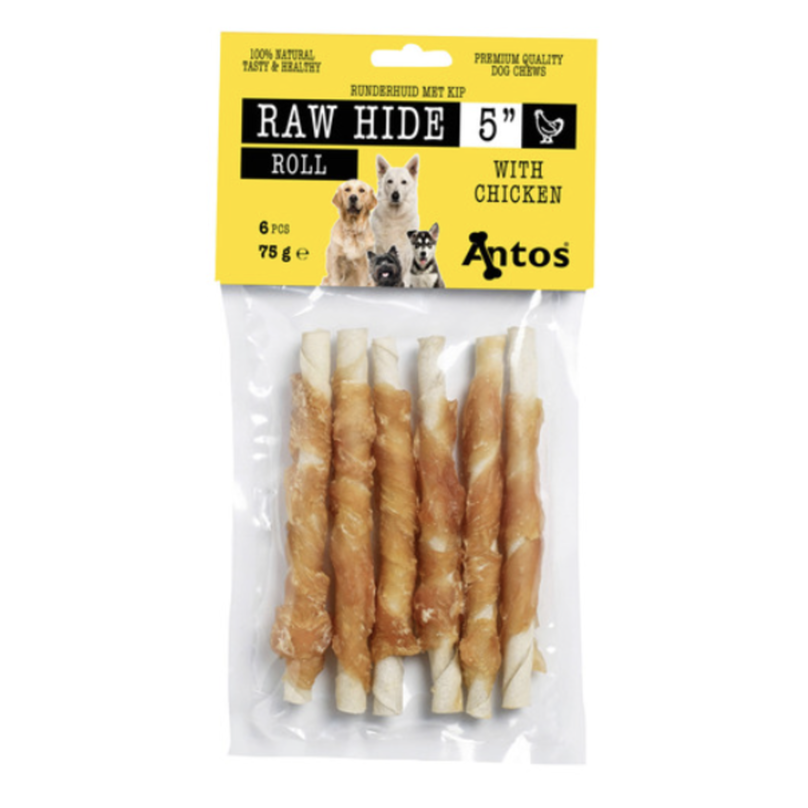 Antos Raw Hide White & Chicken Roll 5” 6st