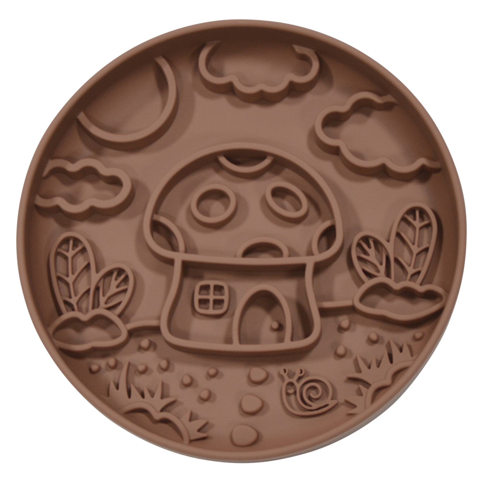 Jack & Vanilla JV Paddenstoel Slow Feeder Hondenkom met Zuignap Bruin Ø20×4 cm