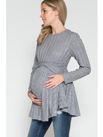 Querential Maternity Assymetrische trui, donker grijs