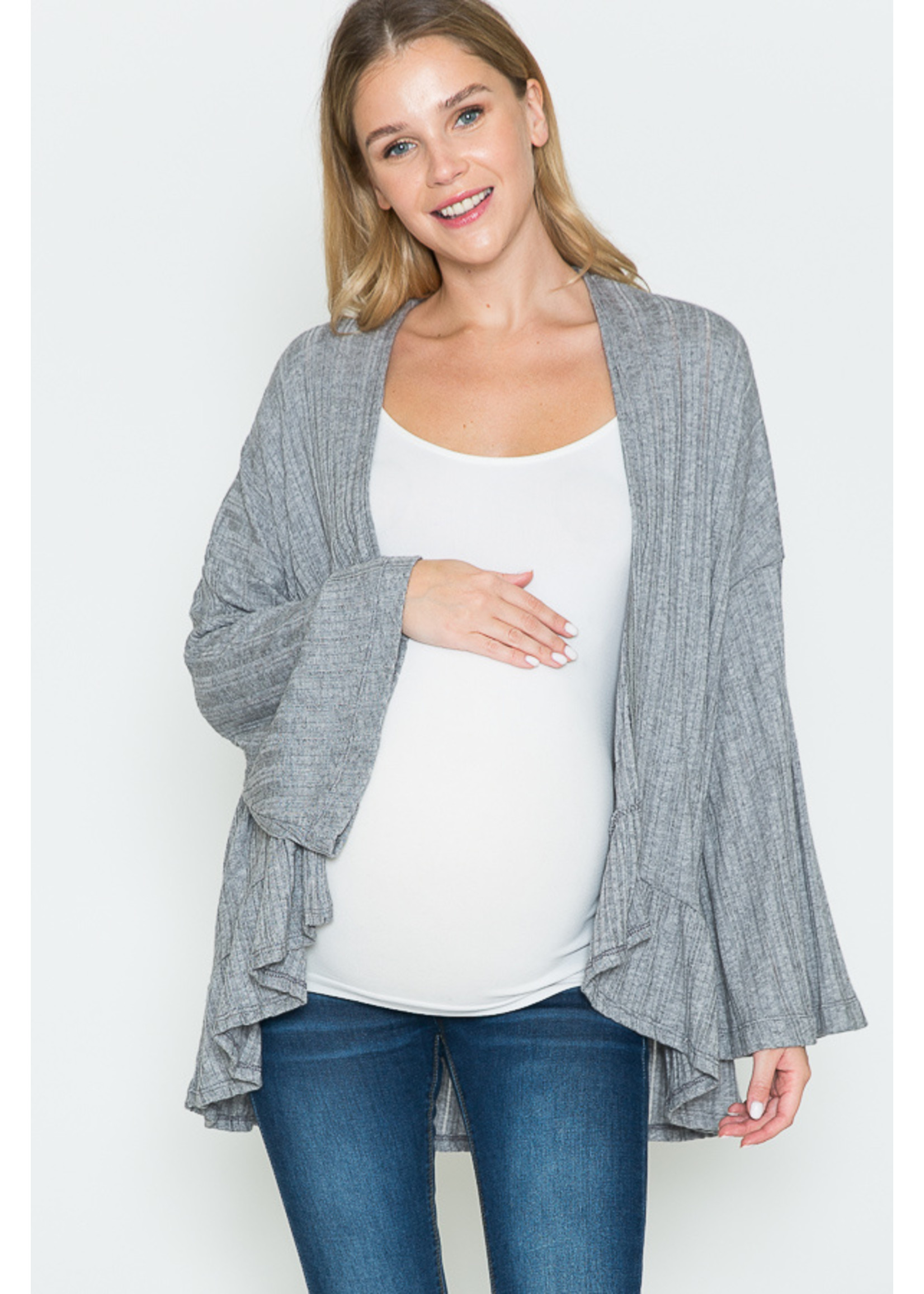 Querential Maternity Geplooid kimono vest, lange mouw, zwart