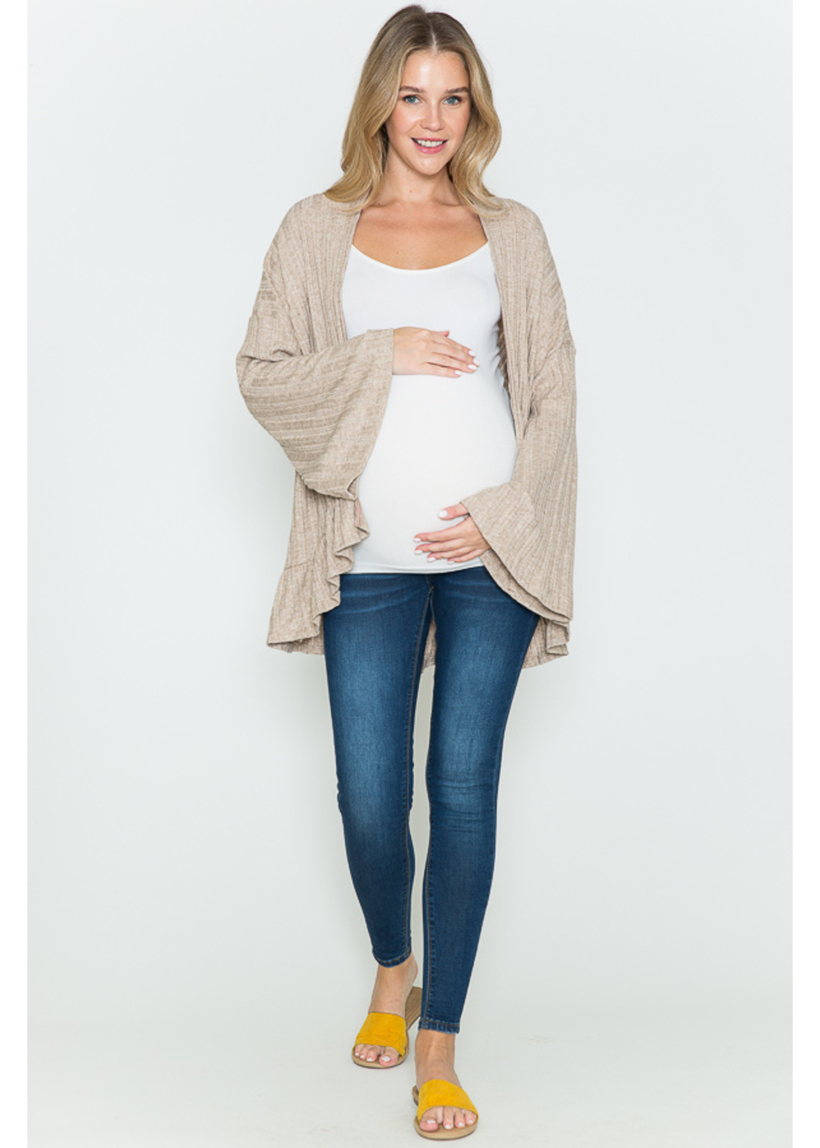 Querential Maternity Geplooid kimono vest, lange mouw, zwart