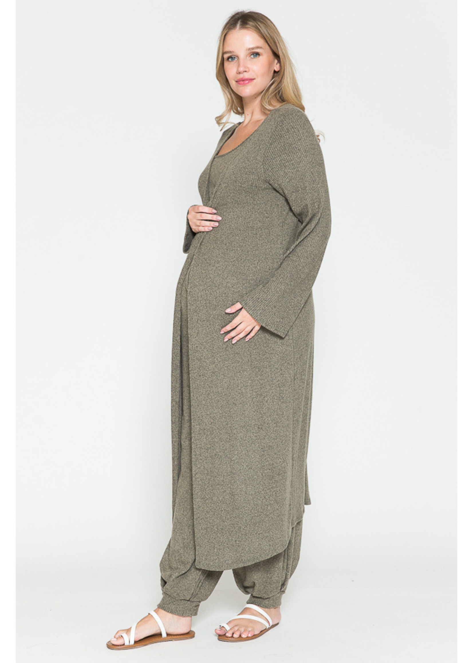 Querential Maternity Crop tanktop & broek met lange vest 3-delige set