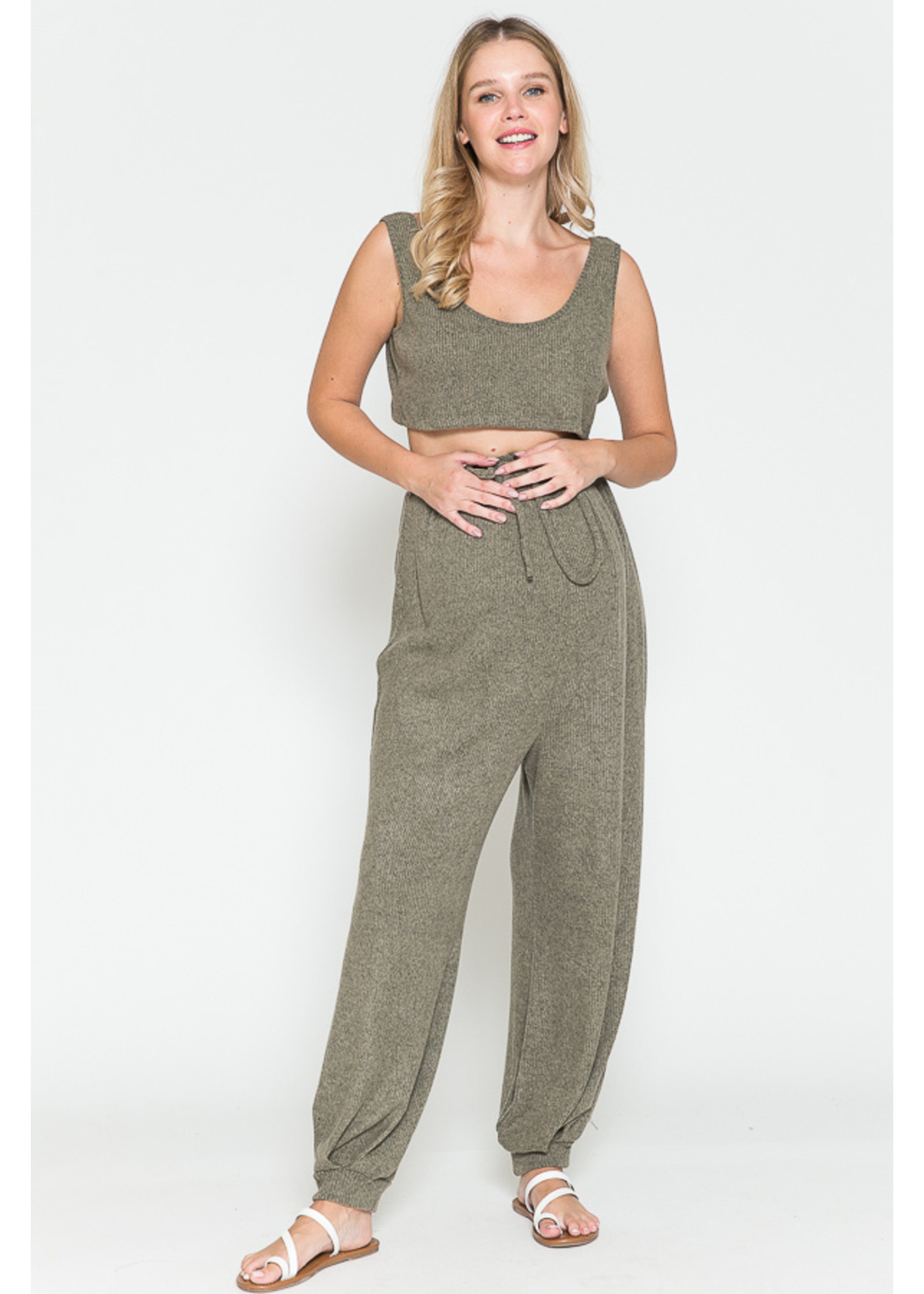 Querential Maternity Crop tanktop & broek met lange vest 3-delige set