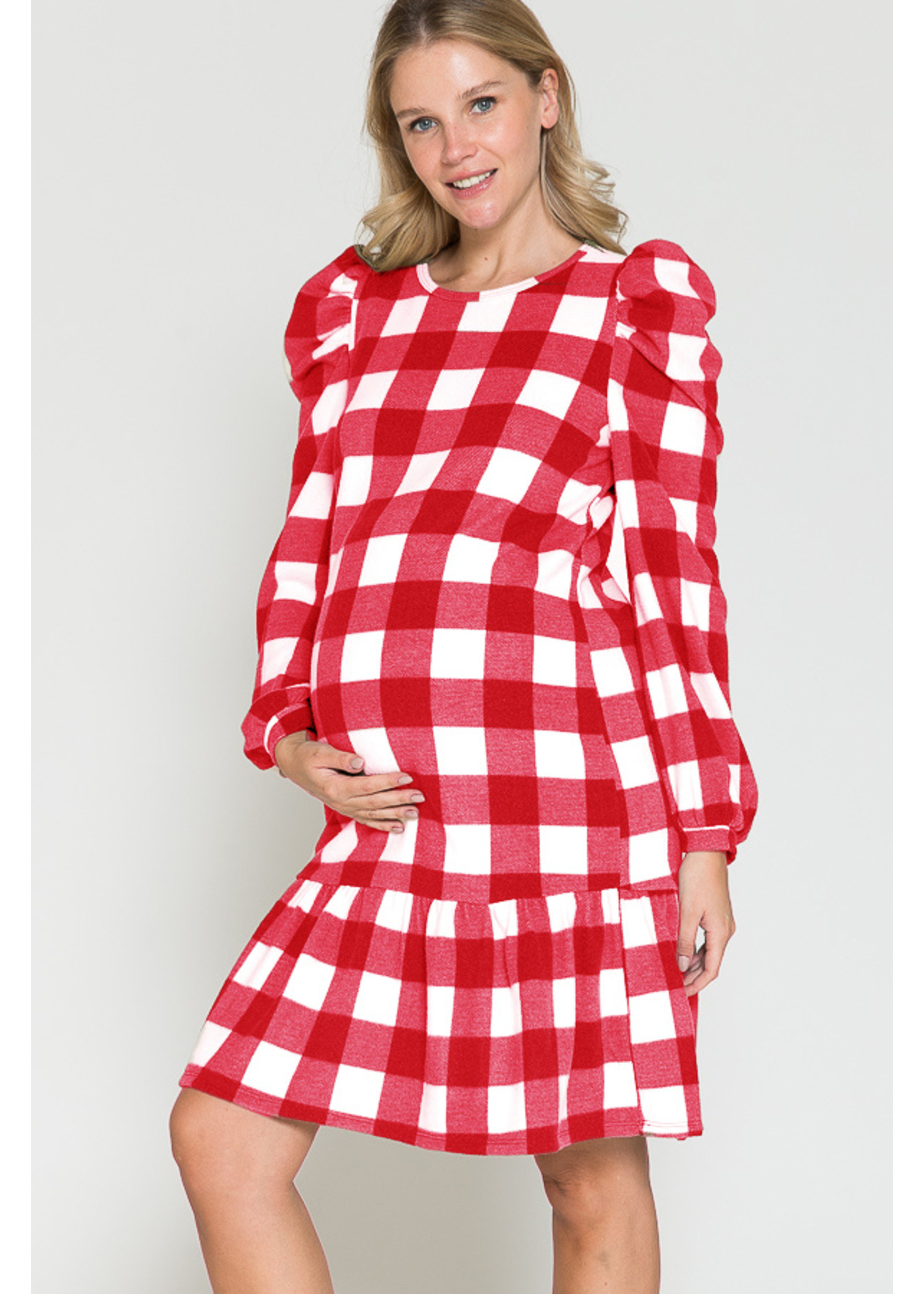 Querential Maternity Midi jurk met ruitjesprint