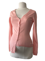 FRAGILE Cardigan Bamboo assymetrisch met knopen op de rug ,met lange mouw ,roze