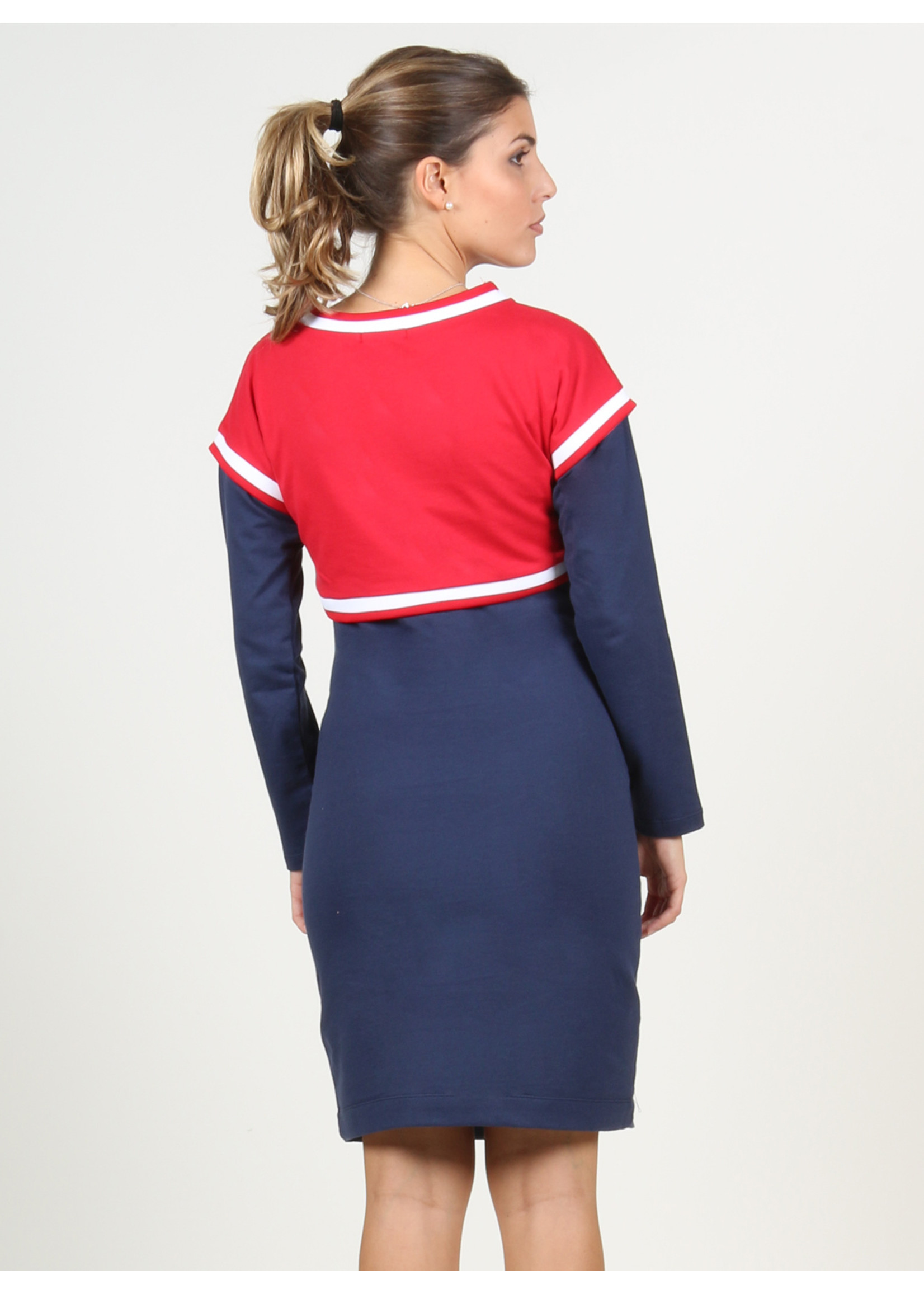 OHMA Voedingsjurk Momville Navy/Rood 2-delige set